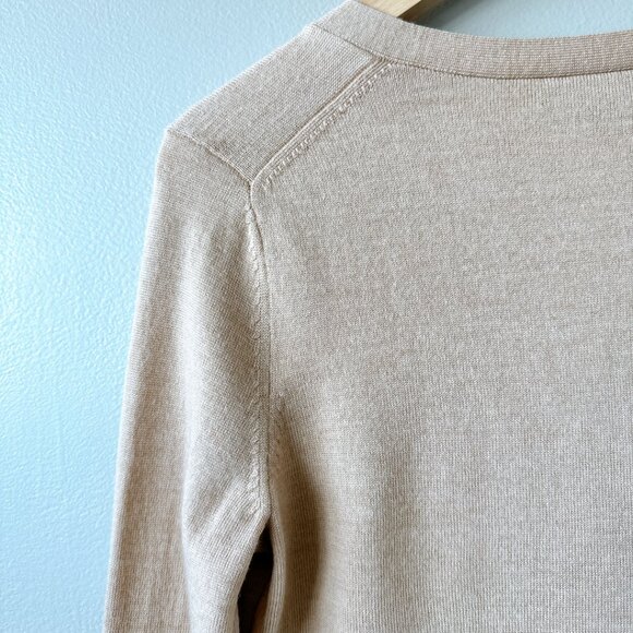 Lord & Taylor 100% Extra fine merino wool cardigan XXS tan beige - Picture 12 of 15